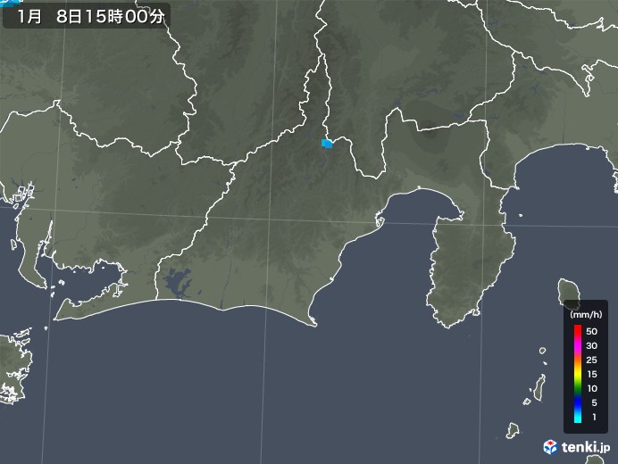 静岡県の雨雲レーダー(2019年01月08日)