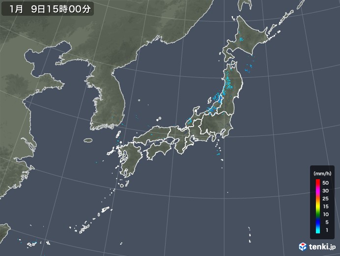 雨雲レーダー(2019年01月09日)