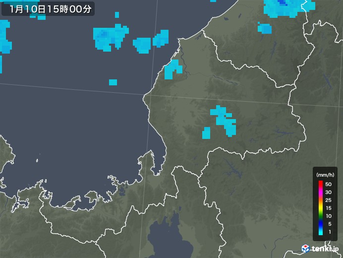 福井県の雨雲レーダー(2019年01月10日)