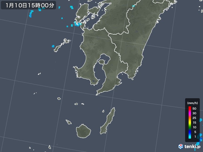 鹿児島県の雨雲レーダー(2019年01月10日)
