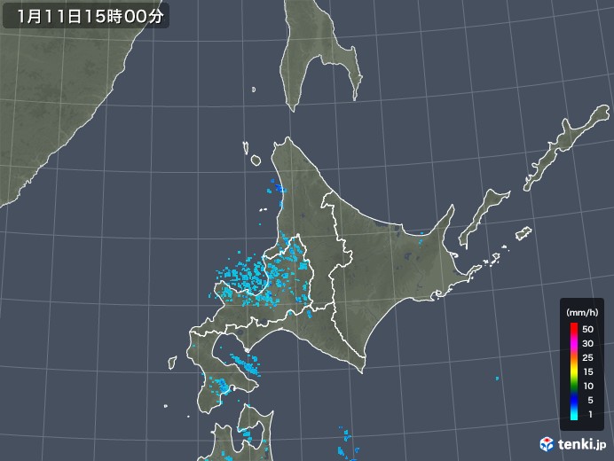 北海道地方の雨雲レーダー(2019年01月11日)