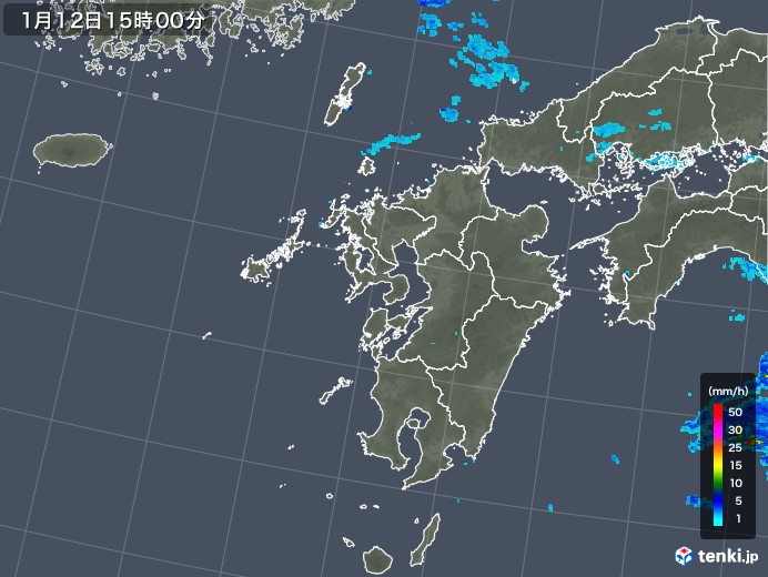 九州地方の雨雲レーダー(2019年01月12日)