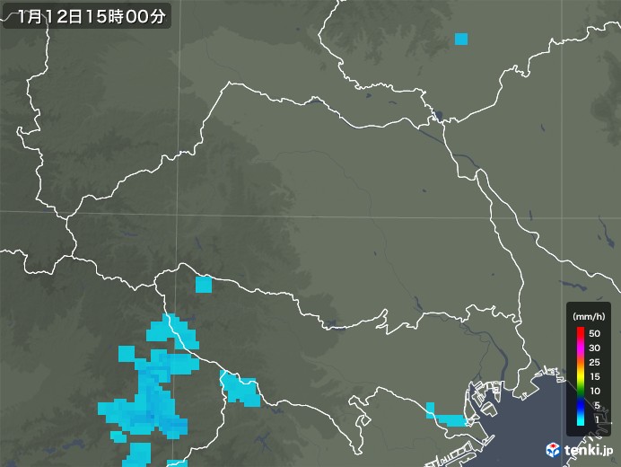 埼玉県の雨雲レーダー(2019年01月12日)