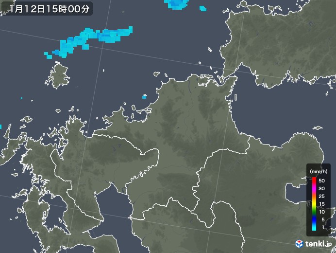 福岡県の雨雲レーダー(2019年01月12日)