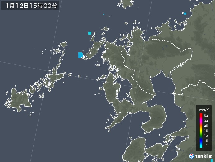 長崎県の雨雲レーダー(2019年01月12日)