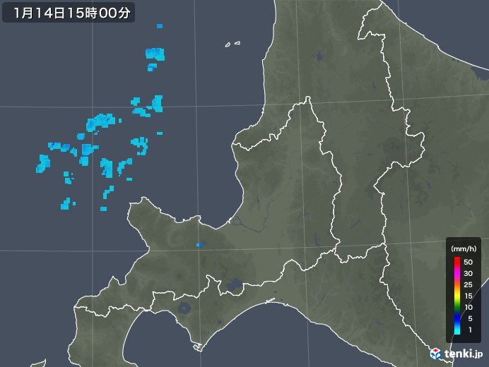 道央の雨雲レーダー(2019年01月14日)