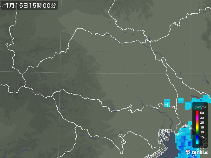 埼玉県の雨雲レーダー(2019年01月15日)