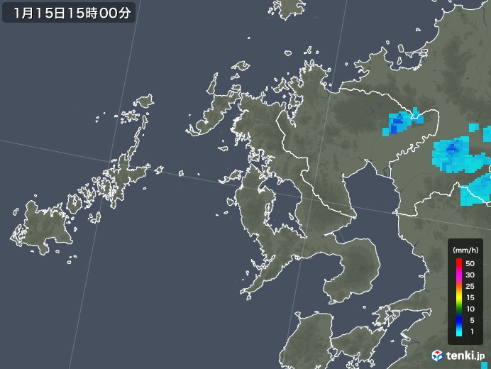 長崎県の雨雲レーダー(2019年01月15日)