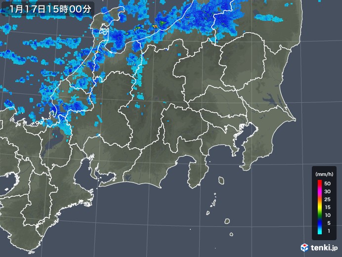 関東・甲信地方の雨雲レーダー(2019年01月17日)