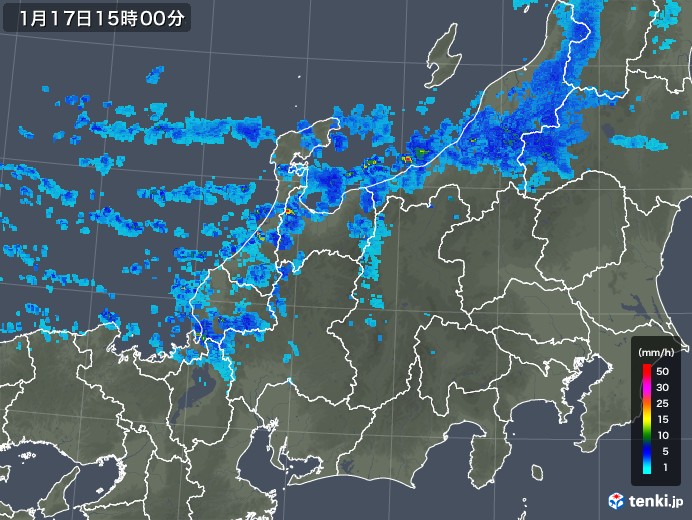 北陸地方の雨雲レーダー(2019年01月17日)