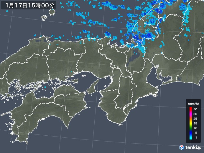 近畿地方の雨雲レーダー(2019年01月17日)