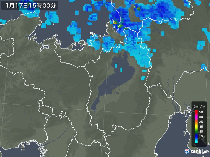 滋賀県の雨雲レーダー(2019年01月17日)