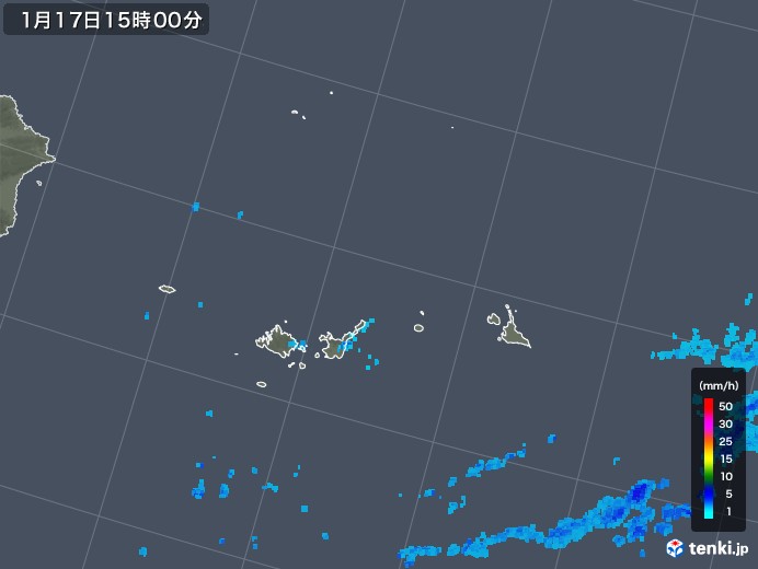 宮古・石垣・与那国(沖縄県)の雨雲レーダー(2019年01月17日)