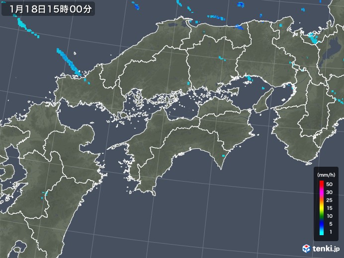 四国地方の雨雲レーダー(2019年01月18日)