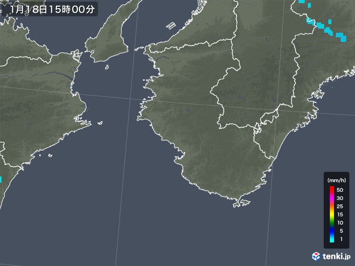 和歌山県の雨雲レーダー(2019年01月18日)