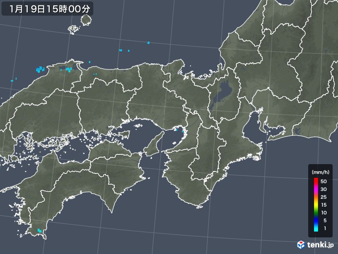 近畿地方の雨雲レーダー(2019年01月19日)