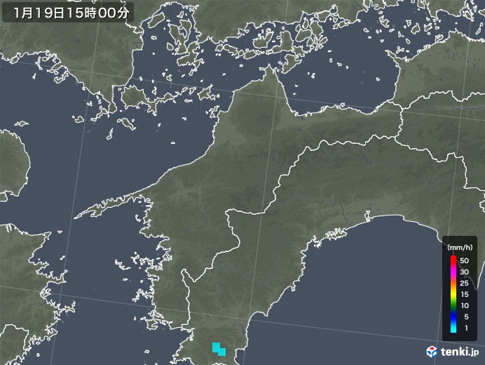 愛媛県の雨雲レーダー(2019年01月19日)