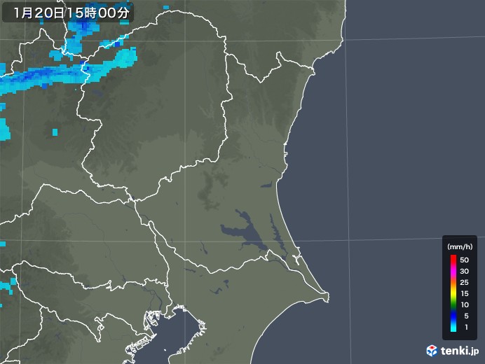 茨城県の雨雲レーダー(2019年01月20日)