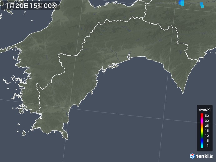 高知県の雨雲レーダー(2019年01月20日)