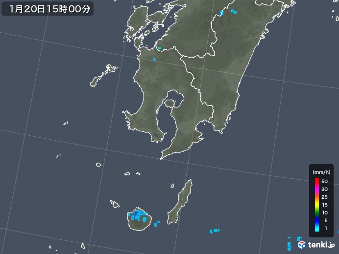 鹿児島県の雨雲レーダー(2019年01月20日)