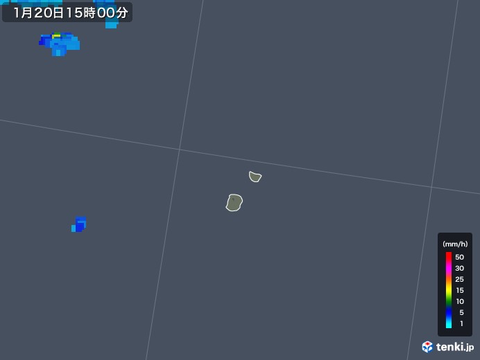 南大東島(沖縄県)の雨雲レーダー(2019年01月20日)