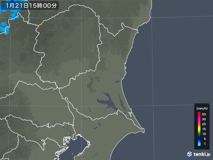 茨城県の雨雲レーダー(2019年01月21日)