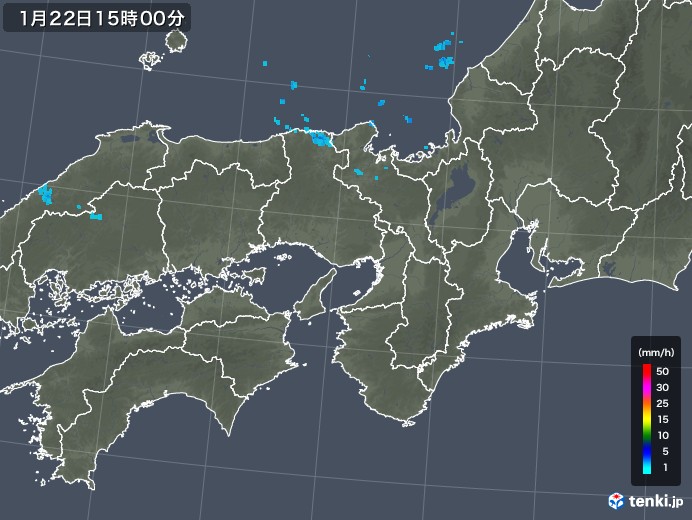 近畿地方の雨雲レーダー(2019年01月22日)