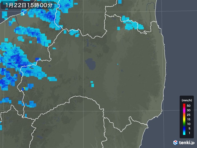 福島県の雨雲レーダー(2019年01月22日)