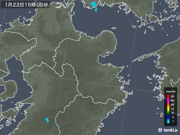 大分県の雨雲レーダー(2019年01月22日)