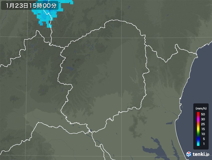 栃木県の雨雲レーダー(2019年01月23日)