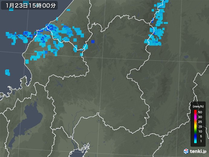 岐阜県の雨雲レーダー(2019年01月23日)