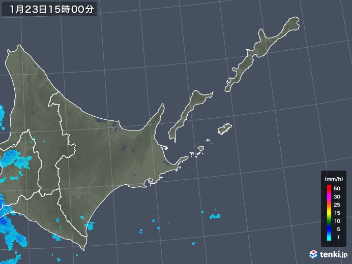 道東の雨雲レーダー(2019年01月23日)