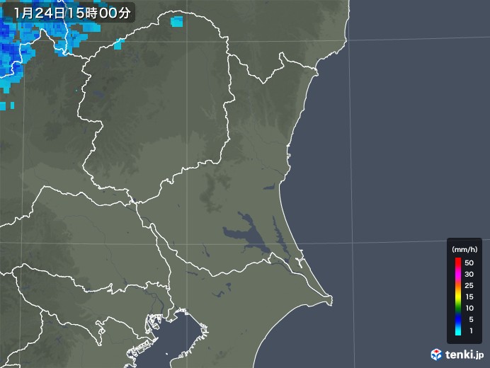 茨城県の雨雲レーダー(2019年01月24日)