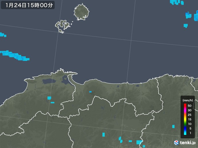 鳥取県の雨雲レーダー(2019年01月24日)