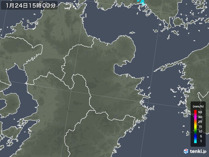 大分県の雨雲レーダー(2019年01月24日)