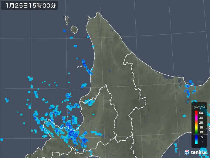 道北の雨雲レーダー(2019年01月25日)