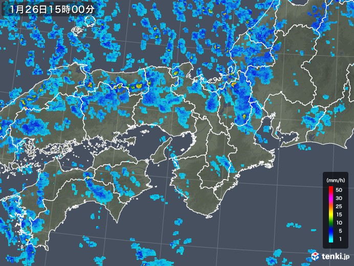 近畿地方の雨雲レーダー(2019年01月26日)