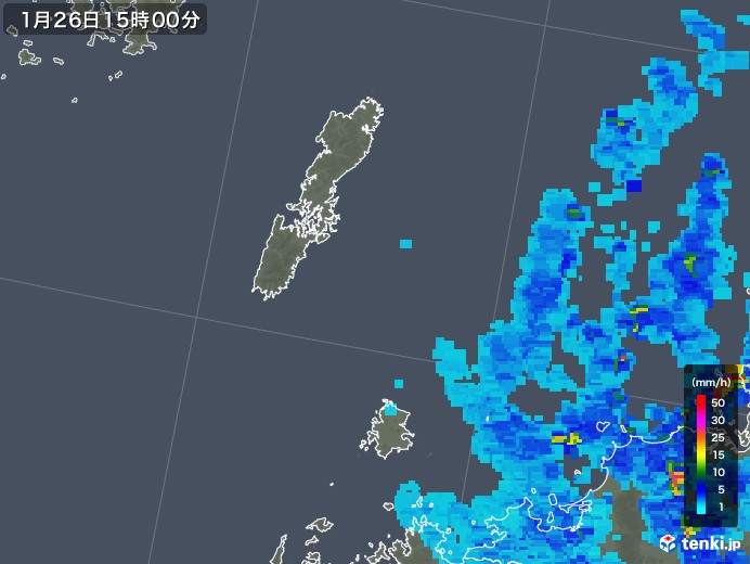 壱岐・対馬(長崎県)の雨雲レーダー(2019年01月26日)