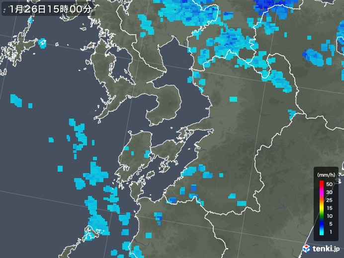 熊本県の雨雲レーダー(2019年01月26日)