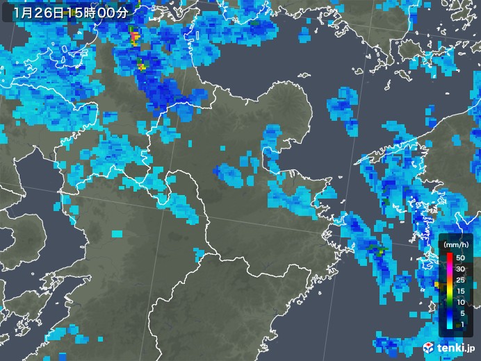 大分県の雨雲レーダー(2019年01月26日)