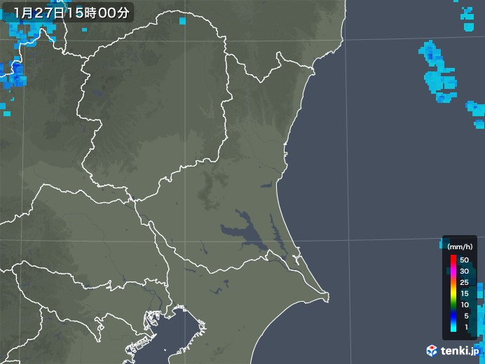 茨城県の雨雲レーダー(2019年01月27日)