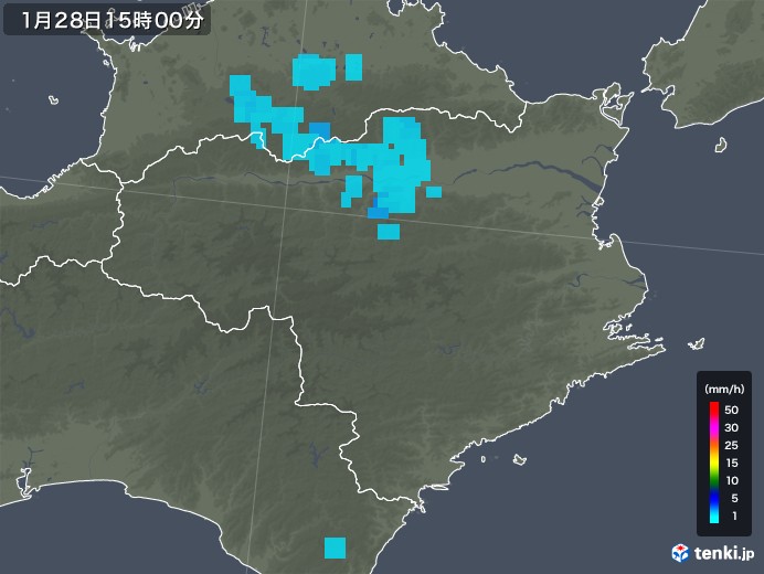 徳島県の雨雲レーダー(2019年01月28日)