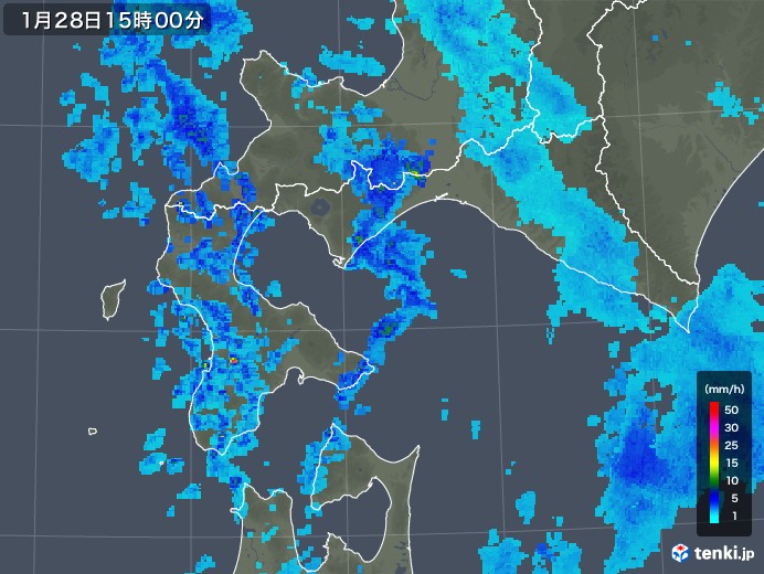 道南の雨雲レーダー(2019年01月28日)