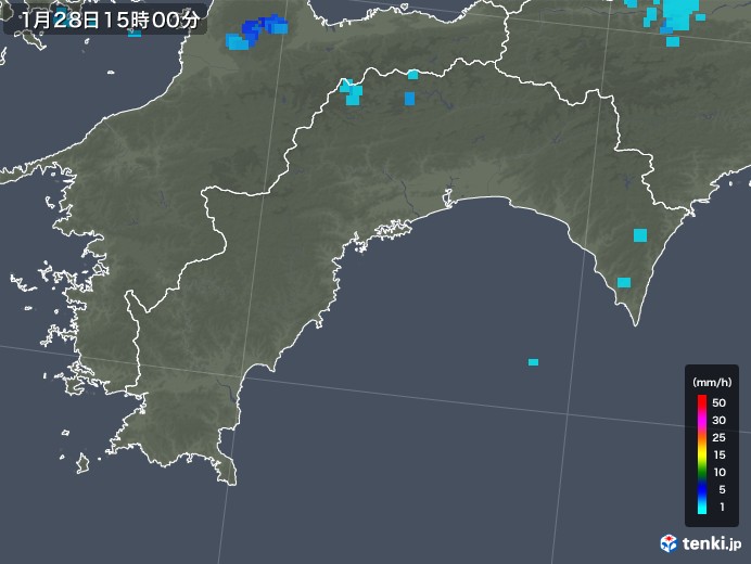 高知県の雨雲レーダー(2019年01月28日)