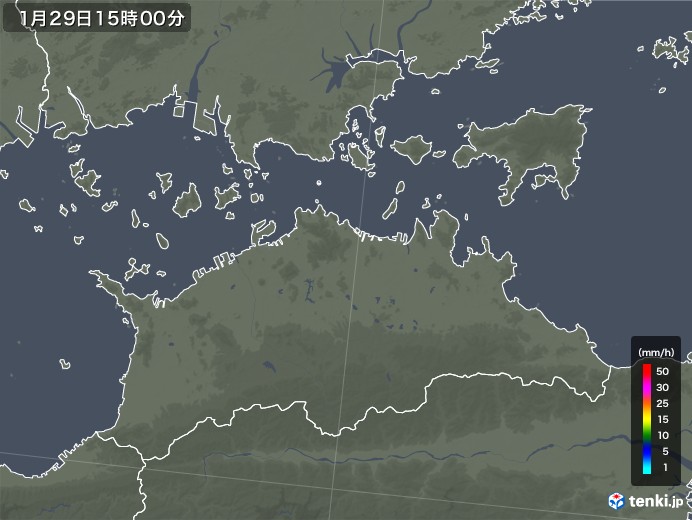 香川県の雨雲レーダー(2019年01月29日)