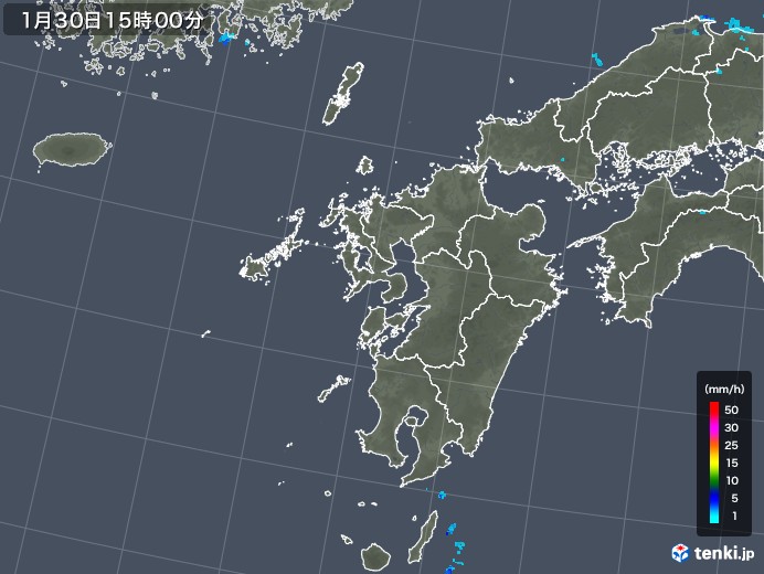 九州地方の雨雲レーダー(2019年01月30日)