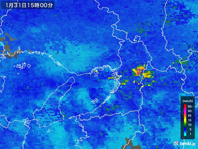 大阪府の雨雲レーダー(2019年01月31日)