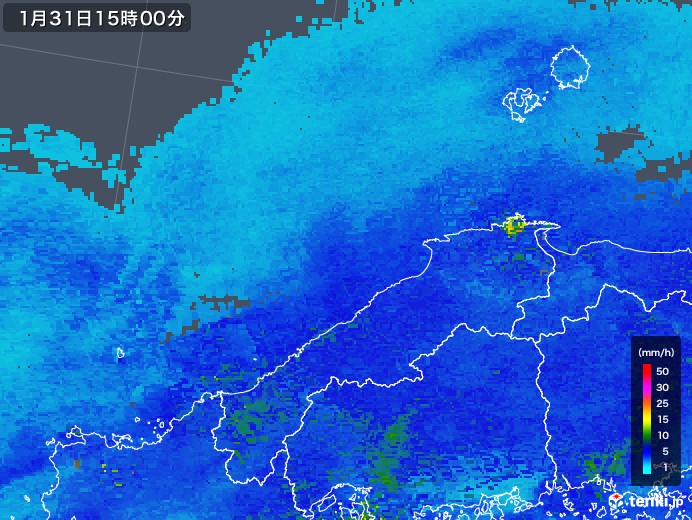 島根県の雨雲レーダー(2019年01月31日)