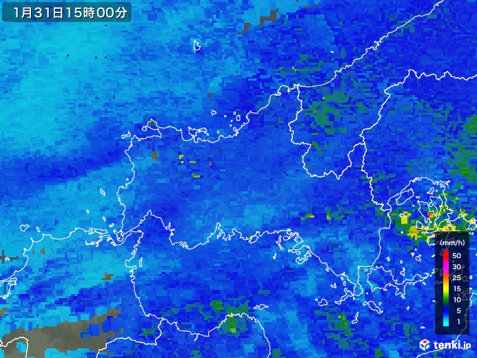 山口県の雨雲レーダー(2019年01月31日)