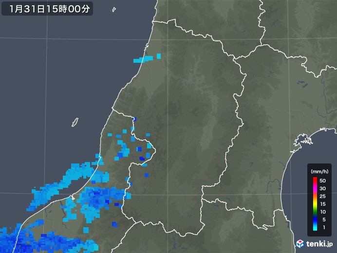 山形県の雨雲レーダー(2019年01月31日)